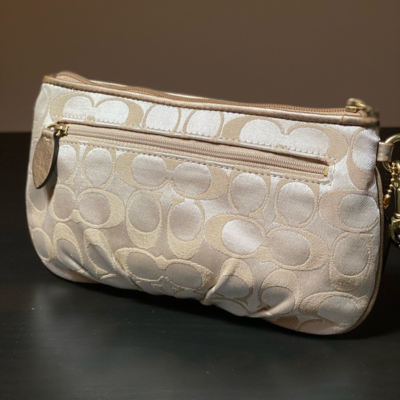 Coach Signature Bronze Clutch/Wristlet with Blue Lining - Picture 2 of 6